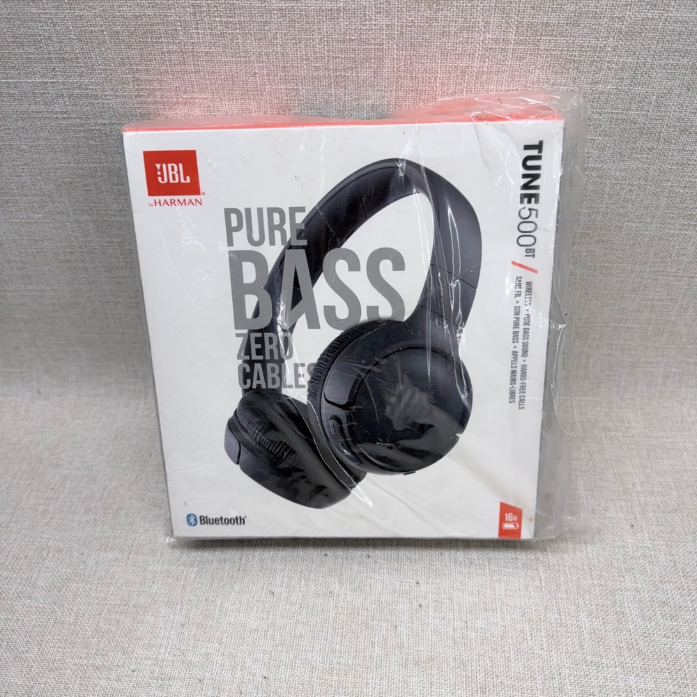 JBL Tune 500BT Wireless‎ On-Ear Bluetooth Headphones Black New Sealed